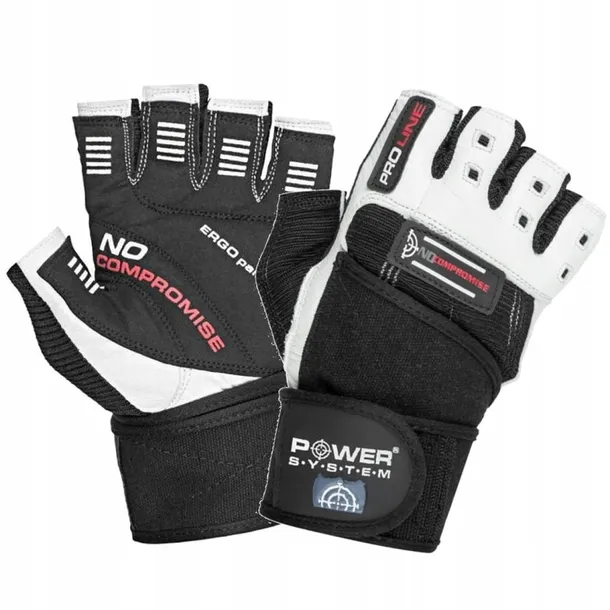 power-system-rekawiczki-no-compro-white-black-m-stan-nowy