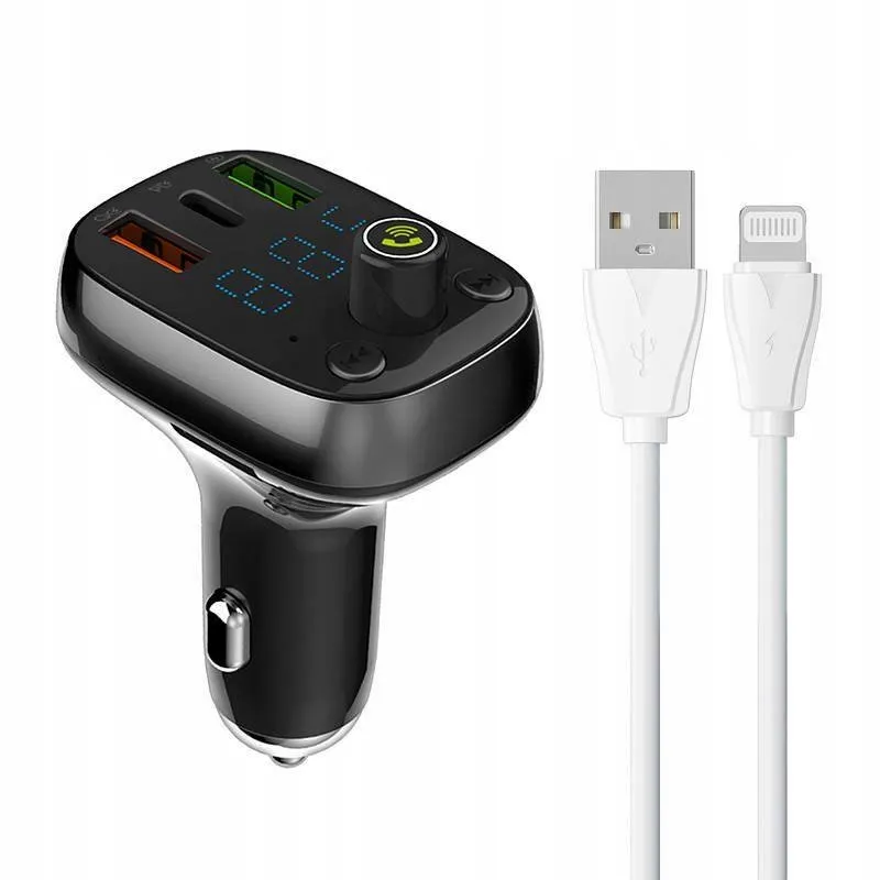 ldnio-transmiter-fm-bt-2usb-usb-c-kabel-lightning-stan-nowy