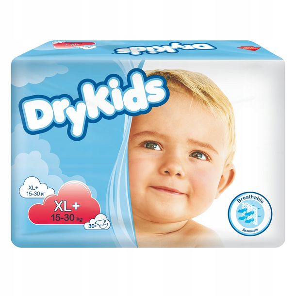 ﻿Pieluchomajtki dziecięce DryKids XL+ 15-30kg 30szt-Zdjęcie-0