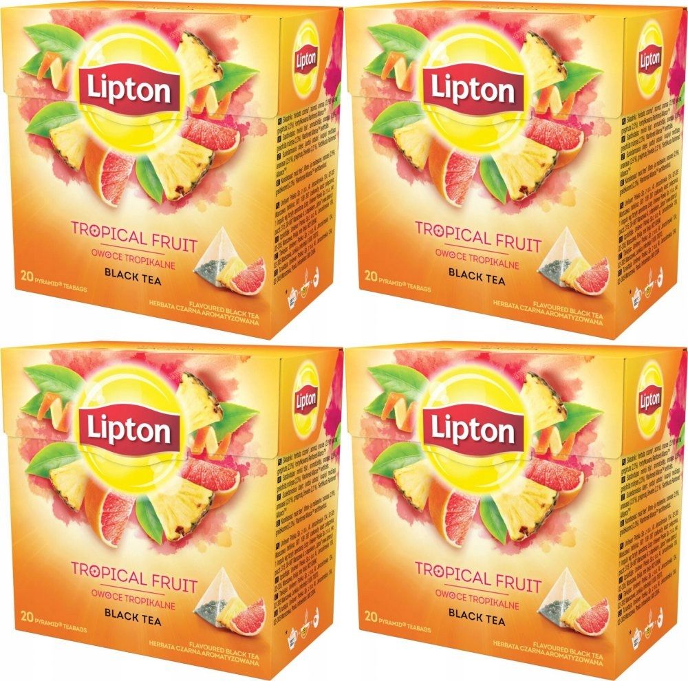 LIPTON Herbata OWOCE TROPIKALNE Piramidki 20szt X4 - ERLI.pl