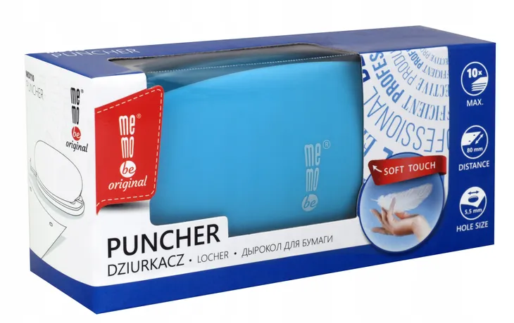 dziurkacz-soft-touch-niebieski-neon-memobe-stan-opakowania-oryginalne