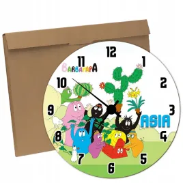 zegar-mechaniczny-scienny-dla-dzieci-barbapapa-imie-prezent-dzien-dziecka