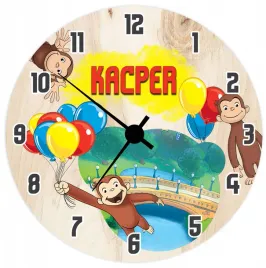 zegar-mechaniczny-scienny-dla-dzieci-ciekawski-george-imie-prezent-bajka