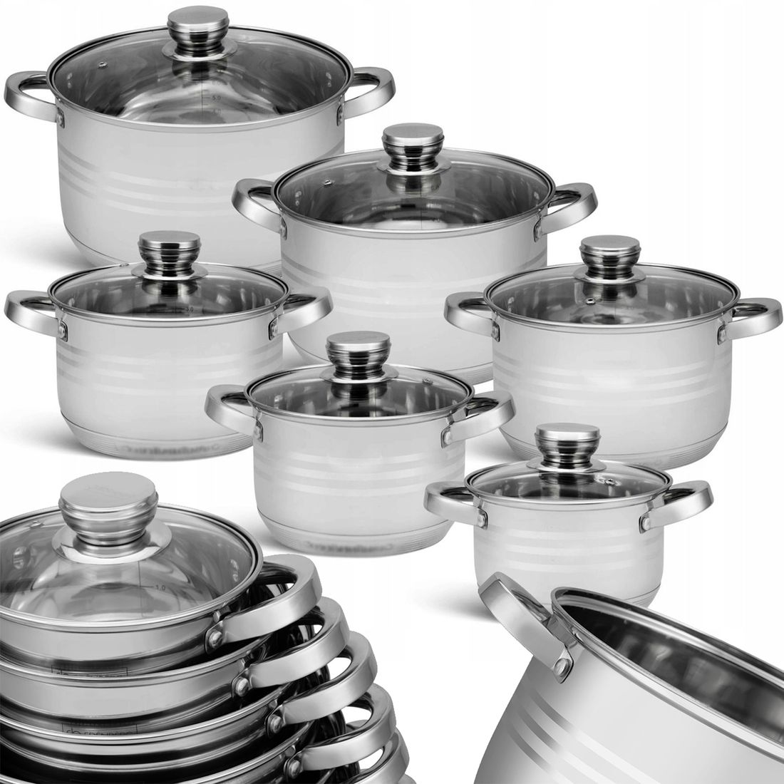 Zestaw garnków 12 elementów aluminium, szare Klausberg