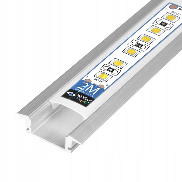Zdjęcia - Żyrandol / lampa ﻿profil LED aluminiowy DO TAŚMY Z KLOSZEM 2m wpuszczany
