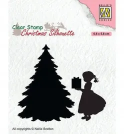 stempel-nellies-dziewczynka-z-prezentem-choinka