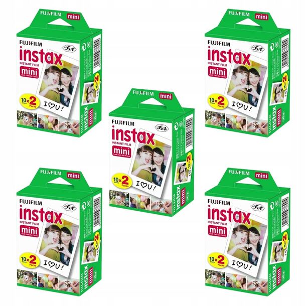 ﻿Wkład Instax MINI 5x20sztuk 100 ZDJĘĆ Film Fujifilm 11 12 EVO Drukarka Link