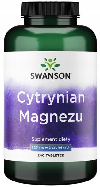 Фото - Вітаміни й мінерали Swanson ﻿ Cytrynian Magnezu 240tab. Układ nerwowy 