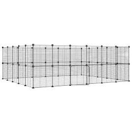 klatka-dla-zwierzat-z-bramka-44-panele-czarna-35x35-cm-stal