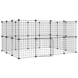 klatka-dla-zwierzat-z-bramka-28-paneli-czarna-35x35-cm-stal