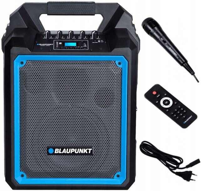 ﻿GŁOŚNIK PRZENOŚNY BLAUPUNKT MB06 KARAOKE BLUETOOTH MIKROFON PILOT USB 500W