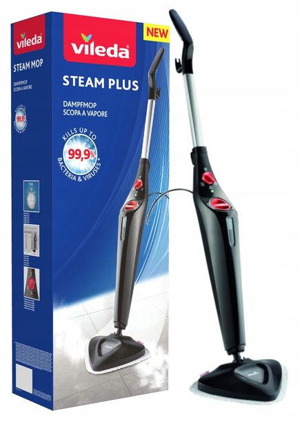 ﻿Vileda Mop parowy Steam Plus elektryczny działa bez użycia detergentów
