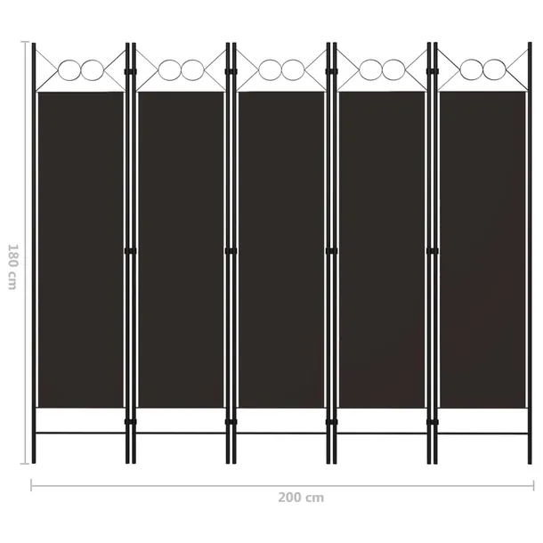 parawan-5-panelowy-brazowy-200-x-180-cm