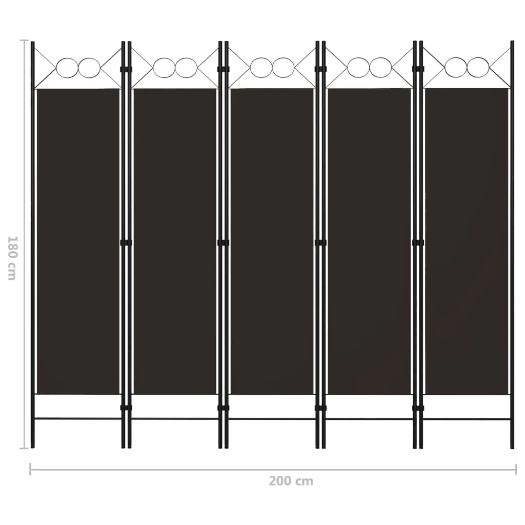 parawan-5-panelowy-brazowy-200-x-180-cm
