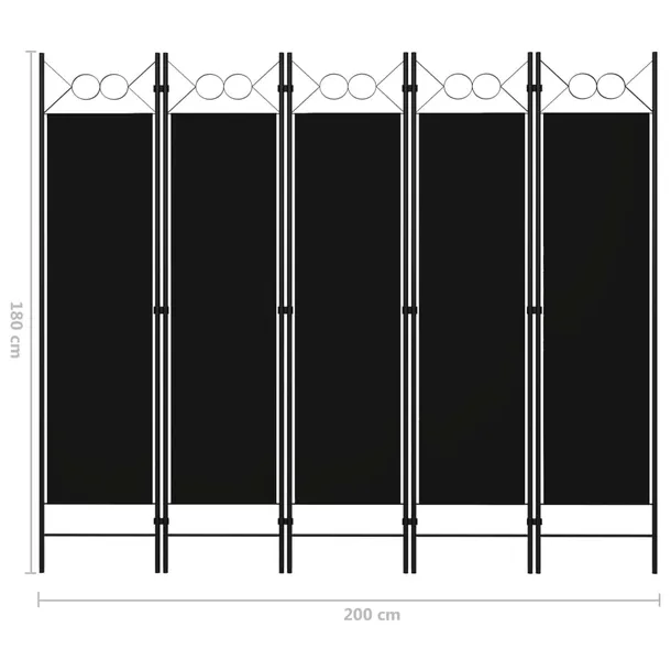 parawan-5-panelowy-czarny-200-x-180-cm
