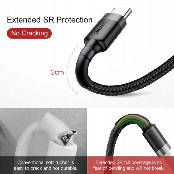 baseus-kabel-cafule-usb-usb-c-05-m-3a-szaro-czarny-maksymalne-obciazenie-w-powyzej-100w