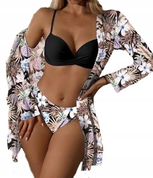 ﻿STRÓJ kąpielowy bikini 3w1 FIGI pareo fiszbin S132