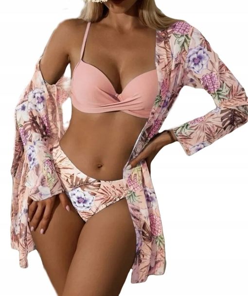 ﻿STRÓJ kąpielowy bikini 3w1 FIGI pareo fiszbin S132