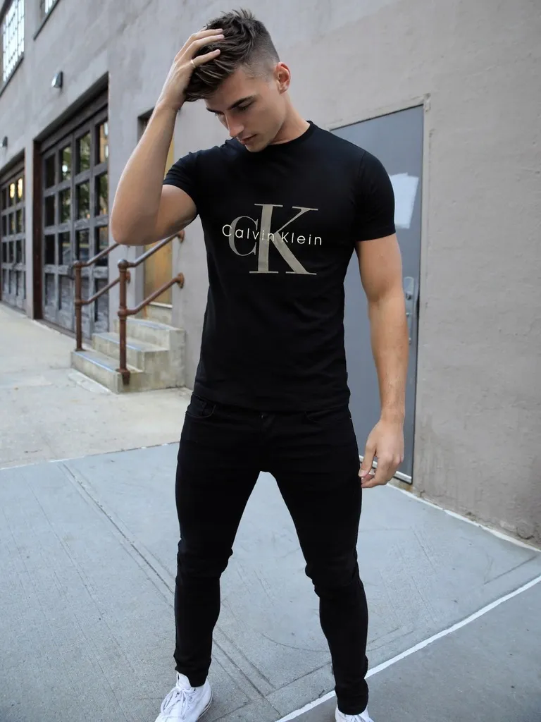 T-shirt Męski Calvin Klein XL, Czarny, Bawełniany, Do