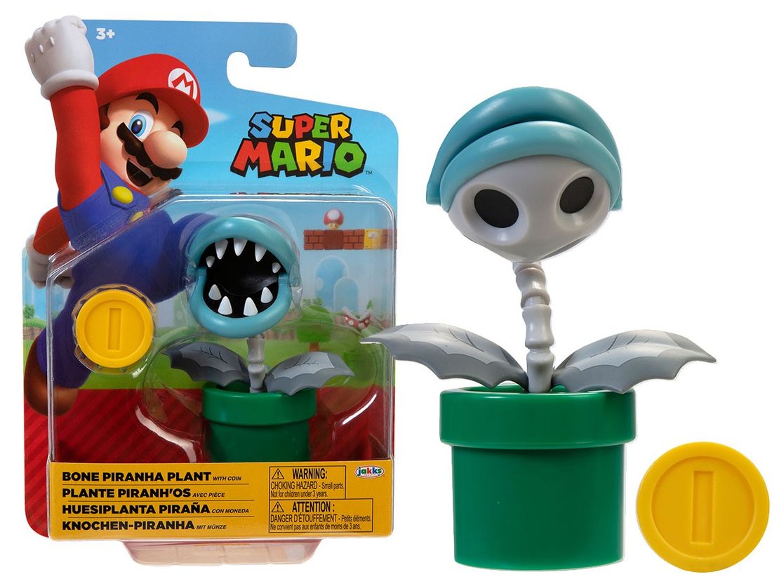 Super Mario Bone Piranha Plant Figurka I Moneta 10 Cm 403114 Erlipl