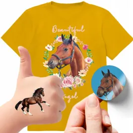 zestaw-3w1-koszulka-dla-dzieci-tatuaze-naklejki-konie-140-jakosc