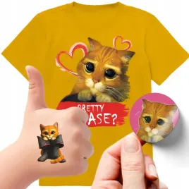 zestaw-3w1-koszulka-dla-dzieci-tatuaze-naklejki-kot-w-butach-140-jakosc