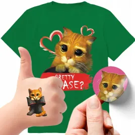 zestaw-3w1-koszulka-dla-dzieci-tatuaze-naklejki-kot-w-butach-164-jakosc