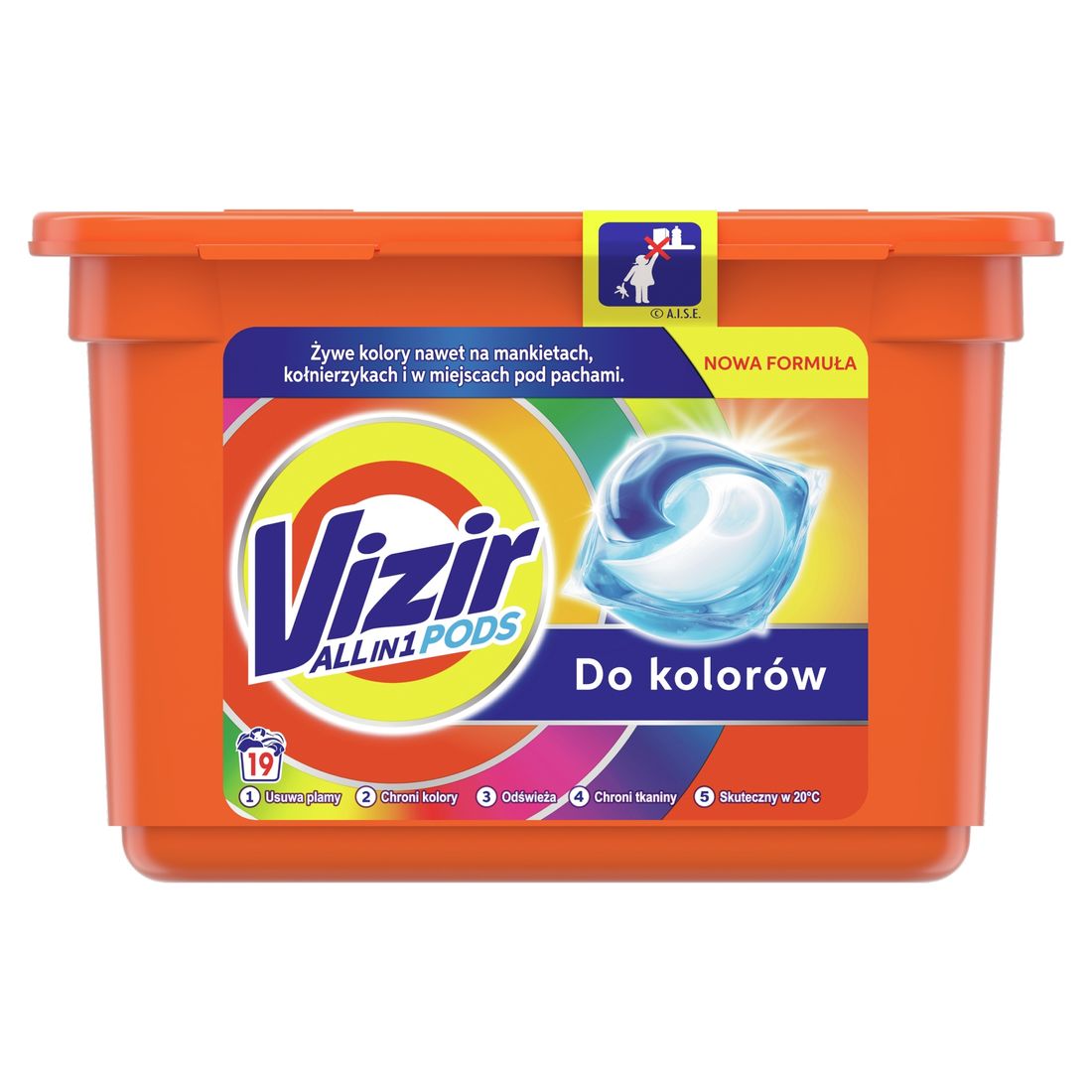 Vizir Kapsułki do prania 19szt. 3w1 Kolor - ERLI.pl
