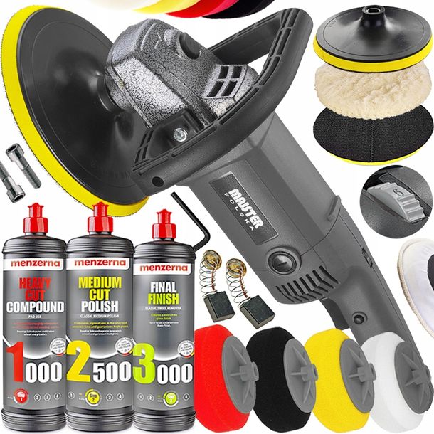 Ponceuse Polisseuse WUBER 2300 W – Avec 4 éponges Et 3 Produits MENZERNA, Pour Voitures