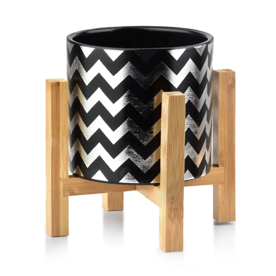 doniczka-ava-zigzag-silver-and-blackby-best-occasionsby-best-occasions