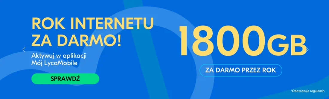 LycaMobile PL +48 POLSKA SIM pakiet M 50GB 30 dni 1800 GB NA ROK   141373389 - ERLI.pl