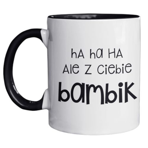 Bambikowy Kubek 330ml Czarny śmieszny prezent ale z ciebie bambik - ERLI.pl