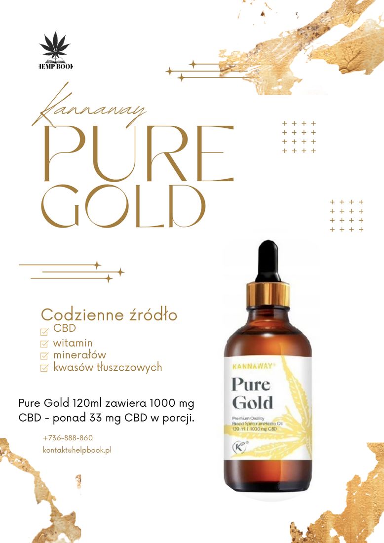 エッセンシャルオイル KANNAVAY Pure Gold 1000mg CBD 120ml Olejek konopny CBD 120ml Kannaway Pure Gold 1000mg Cannabis