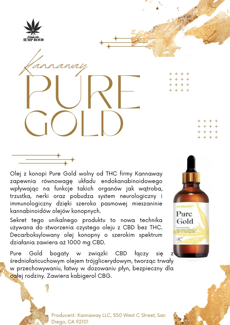 Olejek konopny CBD 120ml Kannaway Pure Gold 1000mg Cannabis hemp