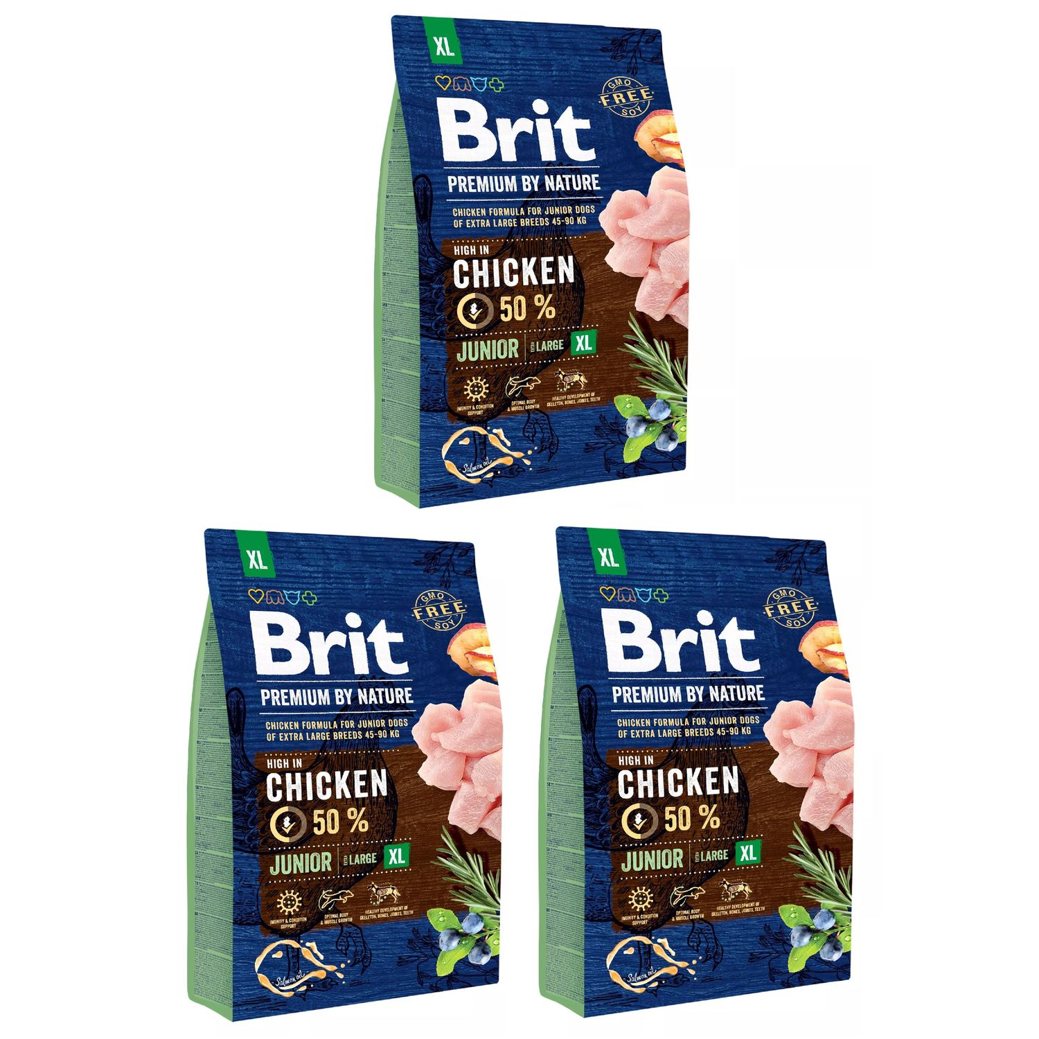 Pakiet Brit Premium By Nature Chicken Kurczak Junior XL 3 x 3 kg