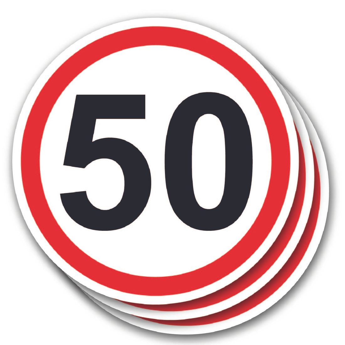 Naklejka ZNAK DROGOWY B-33 ograniczenie prędkości 50 km/h 10x10cm - ERLI.pl
