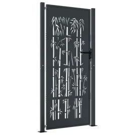 furtka-ogrodowa-antracytowa-105x180-cm-stal-motyw-bambusa