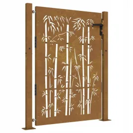 furtka-ogrodowa-105x155-cm-stal-kortenowska-motyw-bambusa