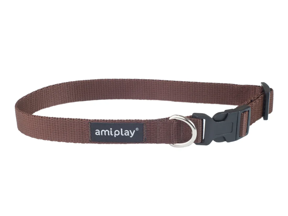 amiplay-obroza-regulowana-dla-psa-basic-brazowa-l