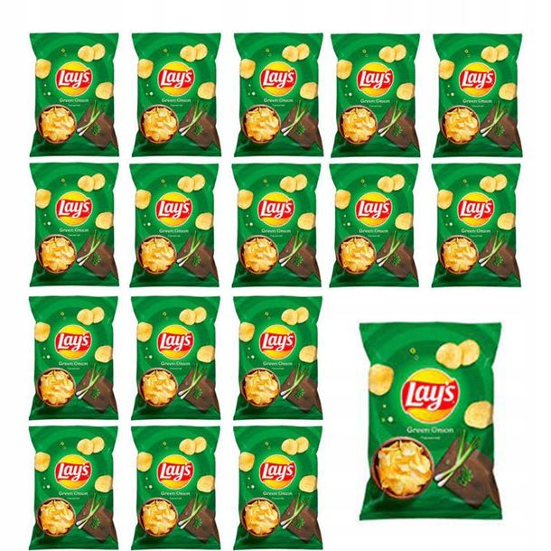 Pakiet 17szt LAYS Chipsy Zielona Cebulka 40g ERLI.pl