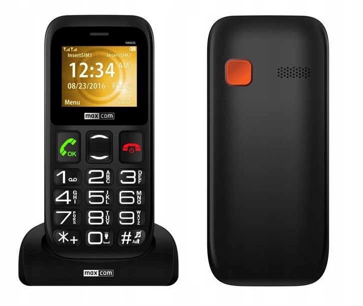 ﻿TELEFON KOMÓRKOWY DLA SENIORA MAXCOM MM426 ŁADOWARKA BIURKOWA SOS-Zdjęcie-0