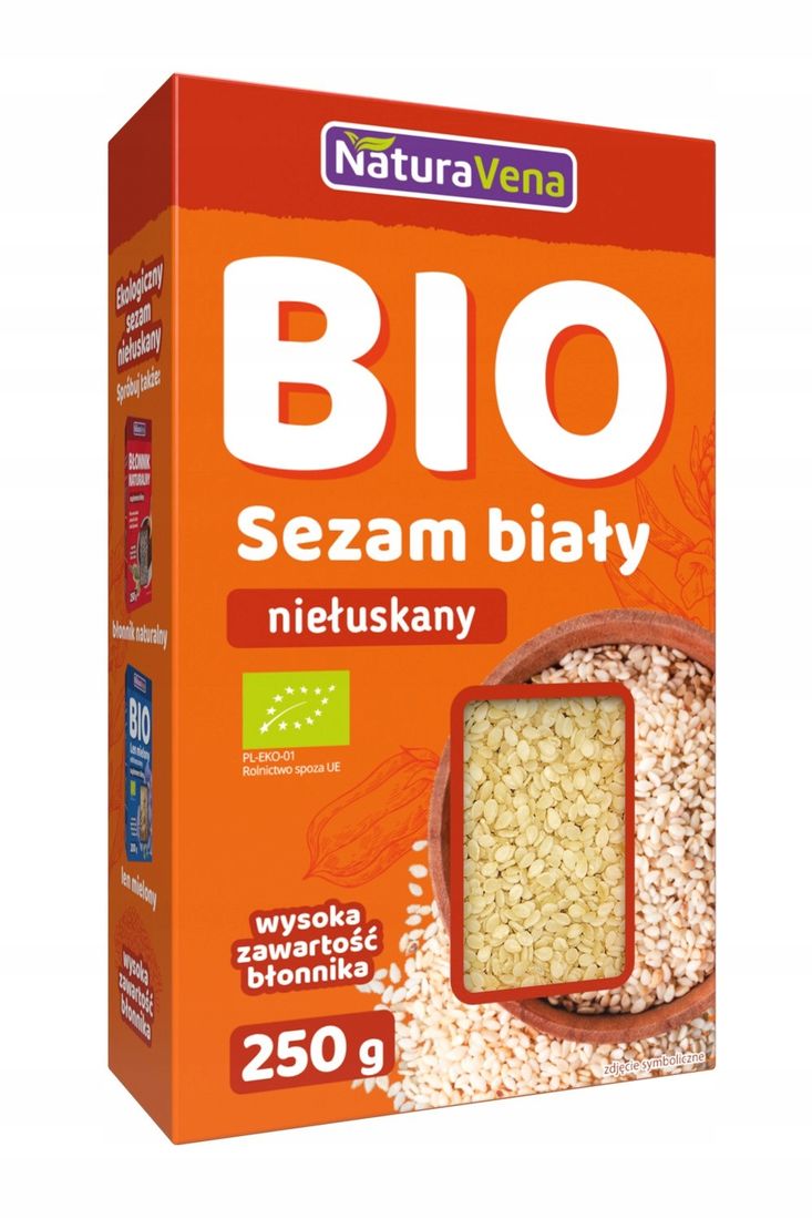 SEZAM BIAŁY NIEŁUSKANY BIO 250 g - NATURAVENA - ERLI.pl