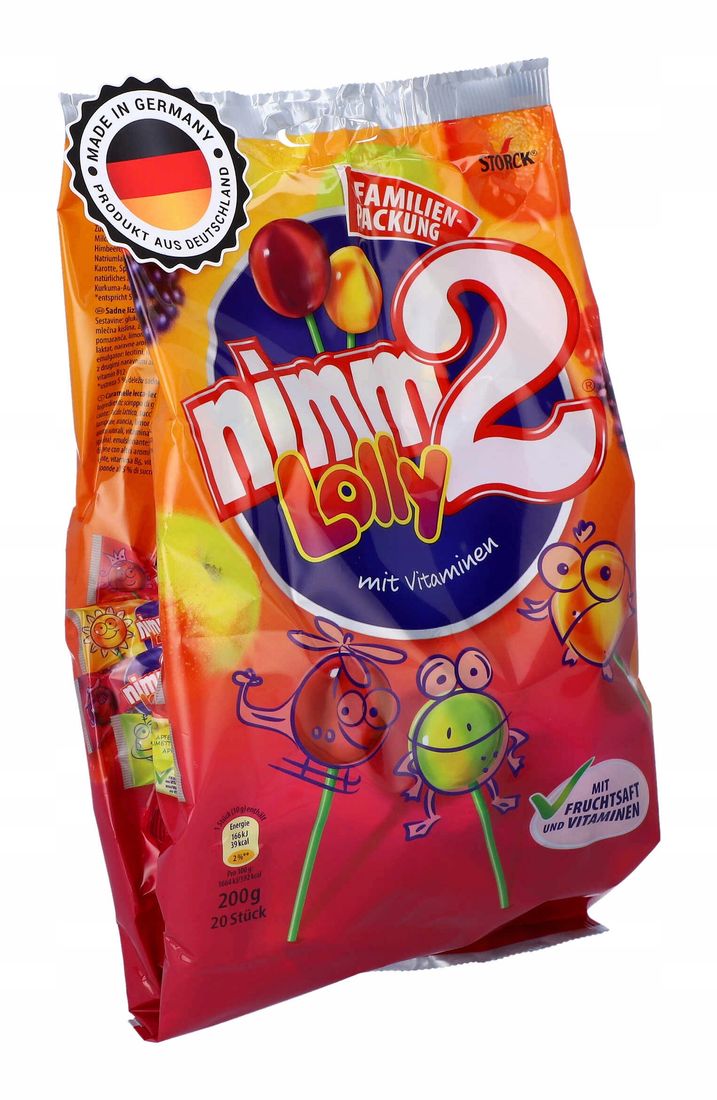 Nimm2 Lolly Lizaki 20szt 200g DE z Witaminami Storck Owocowe MIX