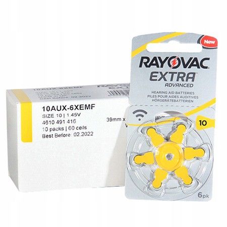 60x Baterie do aparatów słuchowych DA10 RAYOVAC 10 – 157615934 - ERLI.pl