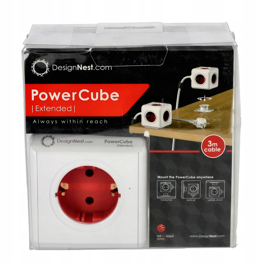 allocacoc-powercube-extended-3m-f-schuko-czerw