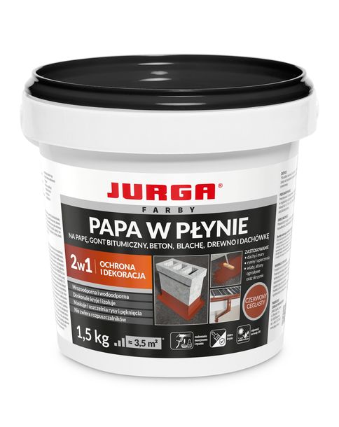 JURGA Farba Na Dach Papa W Płynie CZERWONA 3Kg - ERLI.pl