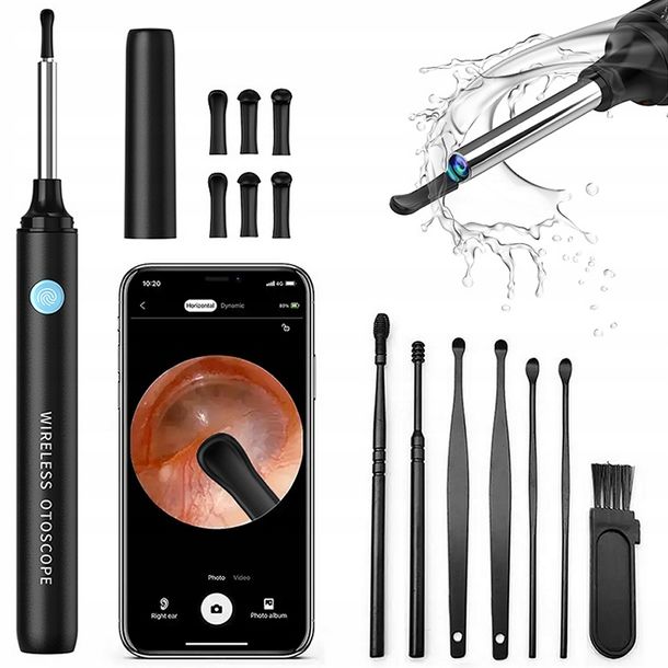 ﻿SMART OTOSKOP KAMERA CZYSZCZENIE USZU WOSK WIFI HD + STALOWE NARZĘDZIA