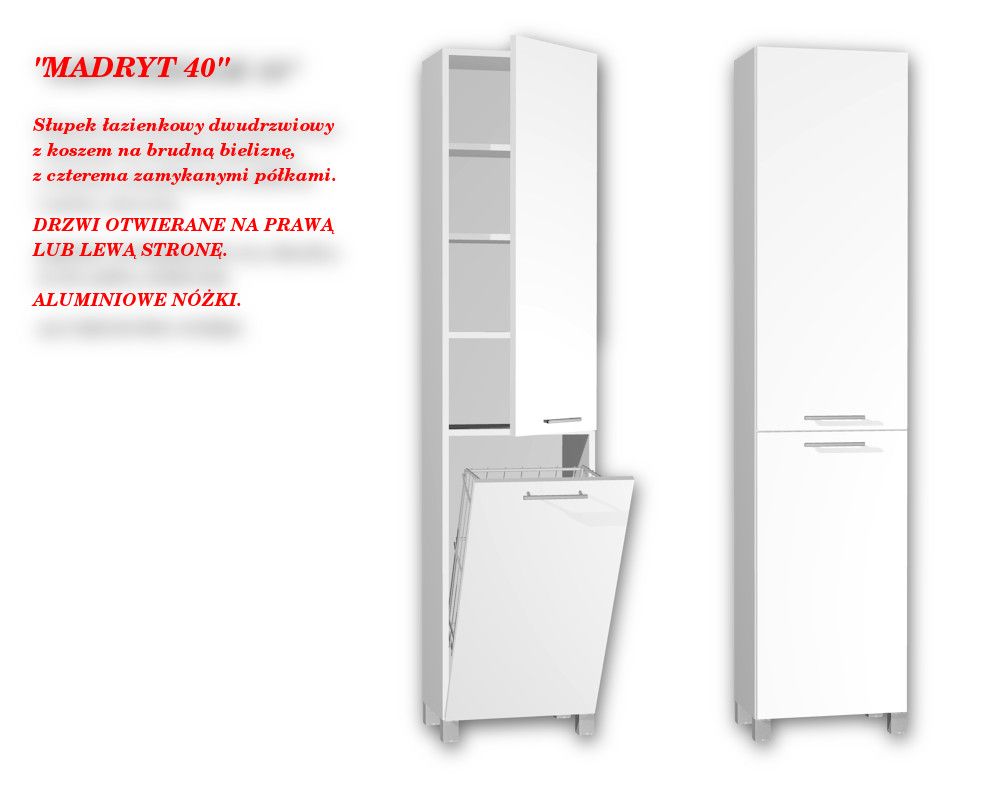 Słupek Łazienkowy z Koszem BIAŁY MADRYT 40 - ERLI.pl