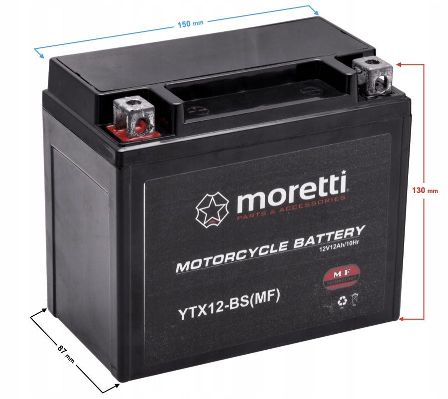 AKUMULATOR ŻELOWY DO SKUTERA MOTORU QUADA 12V 12AH - ERLI.pl