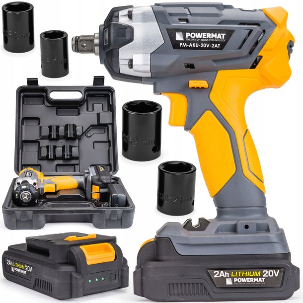 ﻿Klucz Udarowy Zakrętak AKUMULATOROWY do Kół 20V 1/2 350Nm Nasadki POWERMAT